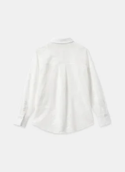 Outlet White Mesh Embroidered Shirt Shirts & Blouses