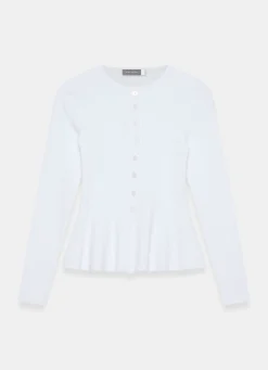 White Peplum Knit Cardigan Cardigans|Jumpers & Cardigans