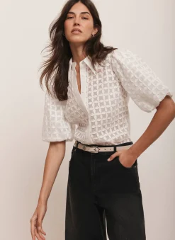 Hot White Petal Detail Shirt Shirts & Blouses