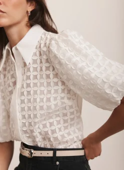 Hot White Petal Detail Shirt Shirts & Blouses
