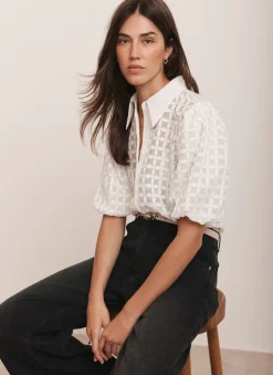 Hot White Petal Detail Shirt Shirts & Blouses