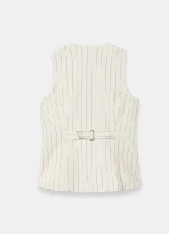 Hot White Pinstripe Denim Waistcoat Waistcoats|Jackets