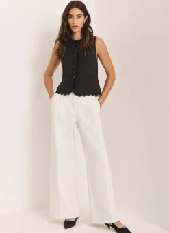 New White Pleated Wide Leg Trousers Wide Leg Trousers|Trousers