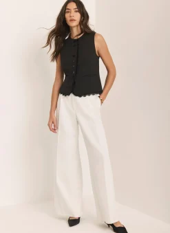 New White Pleated Wide Leg Trousers Wide Leg Trousers|Trousers