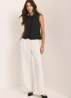New White Pleated Wide Leg Trousers Wide Leg Trousers|Trousers