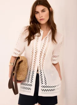 Clearance White Ramie Resort Shirt Shirts & Blouses|All Tops