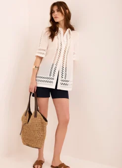 Clearance White Ramie Resort Shirt Shirts & Blouses|All Tops