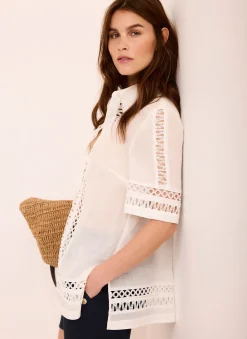 Clearance White Ramie Resort Shirt Shirts & Blouses|All Tops