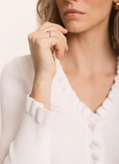 Clearance White Ruffle Detail Cardigan Cardigans|Jumpers & Cardigans