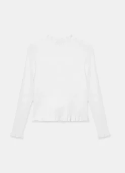 Clearance White Ruffle Detail Cardigan Cardigans|Jumpers & Cardigans