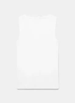 New White Scallop Trim Vest Top T-Shirts|T-Shirts