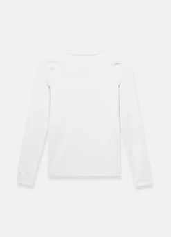 Sale White Scoop Neck Long Sleeve Top Essentials
