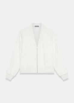 Clearance White Sequin Bomber Jacket Jackets