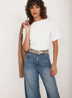 Online White Slash Neck T Shirt T-Shirts|T-Shirts
