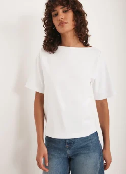 Online White Slash Neck T Shirt T-Shirts|T-Shirts