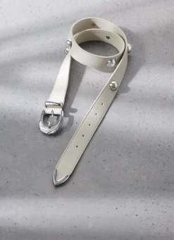 Clearance White Statement Leather Belt Belts
