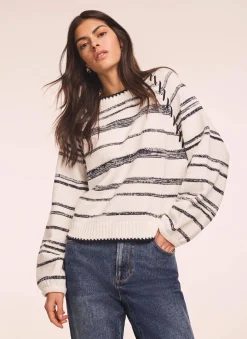 Outlet White Striped Cotton Blend Jumper Jumpers|Jumpers & Cardigans