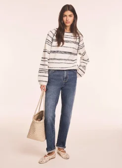 Outlet White Striped Cotton Blend Jumper Jumpers|Jumpers & Cardigans