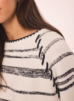 Outlet White Striped Cotton Blend Jumper Jumpers|Jumpers & Cardigans