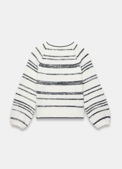Outlet White Striped Cotton Blend Jumper Jumpers|Jumpers & Cardigans