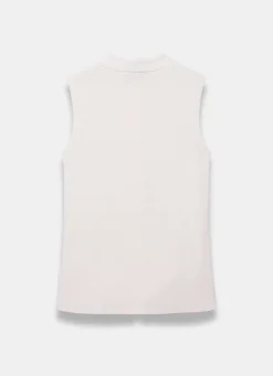 Hot White Sunray Button Knit Sleeveless Top Knitted Tops|Knitted Tops