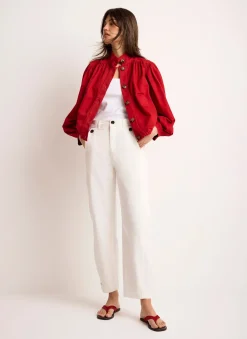 Sale White Washed Barrel Leg Chino Trousers Trousers
