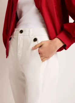 Sale White Washed Barrel Leg Chino Trousers Trousers