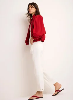 Sale White Washed Barrel Leg Chino Trousers Trousers