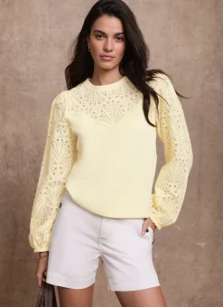 Online Cotton Blend Broderie Sweatshirt Sweatshirts|Sweatshirts
