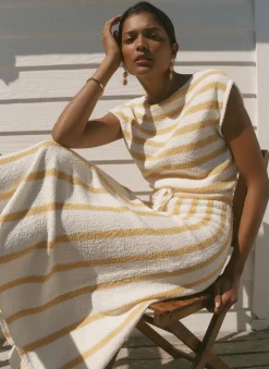Best Cotton Blend Striped Midi Dress Summer Dresses|Midi Dresses