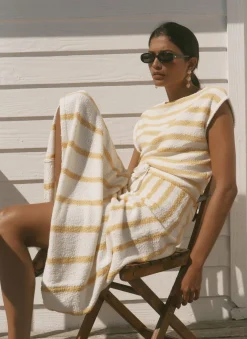 Best Cotton Blend Striped Midi Dress Summer Dresses|Midi Dresses