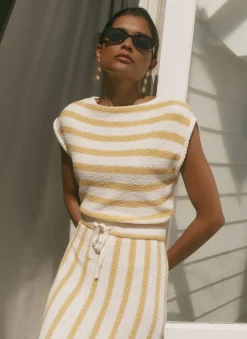Best Cotton Blend Striped Midi Dress Summer Dresses|Midi Dresses