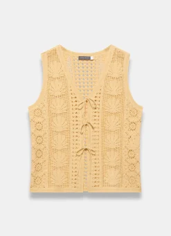 Hot Crochet Shell Tie Front Top All Tops|Tops
