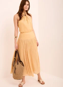 New Drop Waist Crinkle Midi Skirt Midi Skirts|Skirts