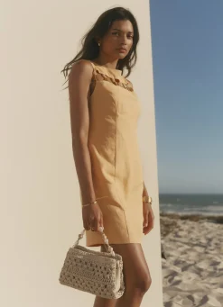 Discount Linen Beaded Mini Dress Summer Dresses|Mini Dresses