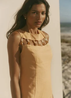 Discount Linen Beaded Mini Dress Summer Dresses|Mini Dresses