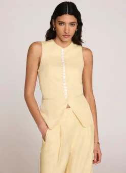 Linen Blend Longline Waistcoat Waistcoats