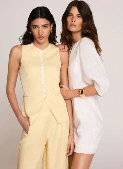 Linen Blend Longline Waistcoat Waistcoats