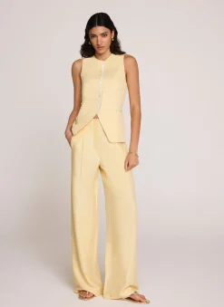 Clearance Linen Blend Pleated Wide Leg Trousers Wide Leg Trousers|Trousers