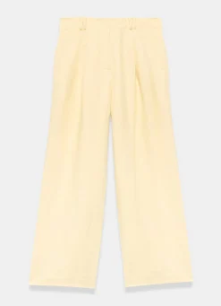Clearance Linen Blend Pleated Wide Leg Trousers Wide Leg Trousers|Trousers