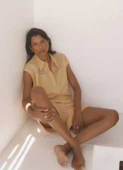 Sale Linen Blend Sheer Panel Shirt Shirts & Blouses|All Tops