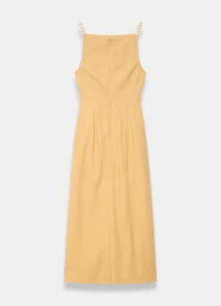 Sale Linen Blend Wrap Midi Dress Summer Dresses|Midi Dresses