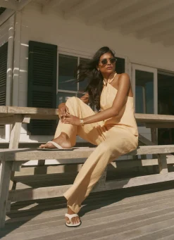 Online Linen Drawstring Wide Leg Trousers Wide Leg Trousers|Trousers