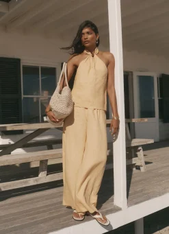 Online Linen Drawstring Wide Leg Trousers Wide Leg Trousers|Trousers