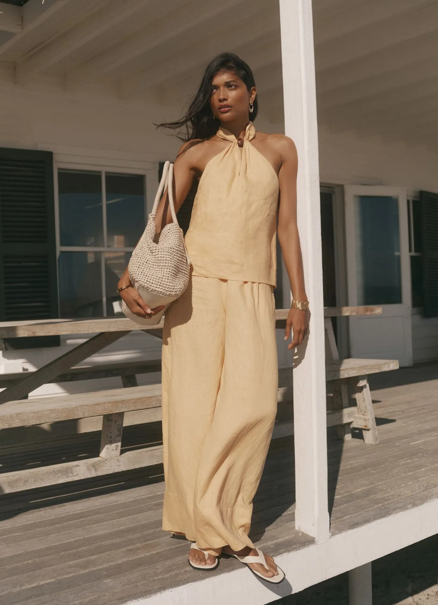 Online Linen Drawstring Wide Leg Trousers Wide Leg Trousers|Trousers