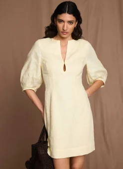 Best Linen Puff Sleeve Mini Dress Summer Dresses|Mini Dresses