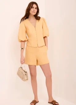 Online Linen Puff Sleeve Top All Tops|Tops