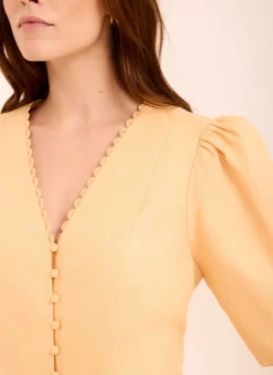 Online Linen Puff Sleeve Top All Tops|Tops