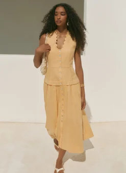 Ramie Drop Waist Midi Dress Summer Dresses|Midi Dresses