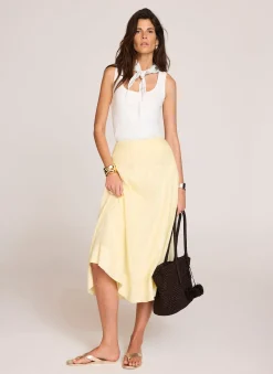 Online Ramie Drop Waist Midi Skirt Midi Skirts|Skirts